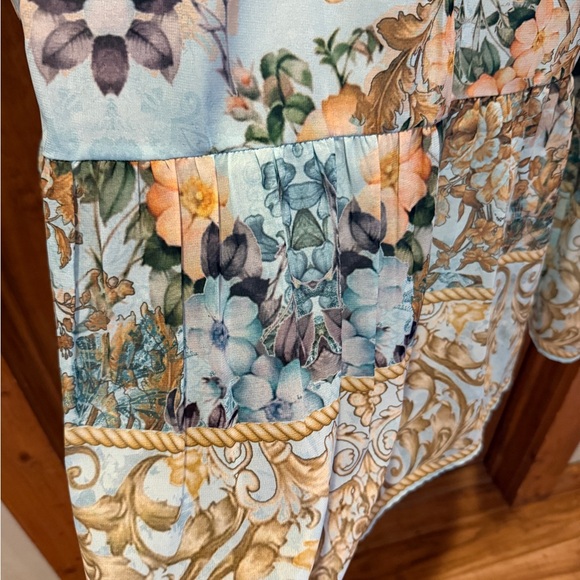 Soft Surroundings Light Blue Floral Maxi Dress with Gold Print - Picture 6 of 10